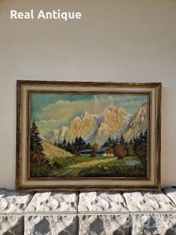 Прекрасна антикварна авторска майсторска картина масло върху платно 