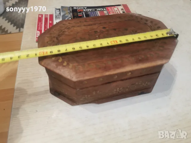 РЪЧНО ИЗРАБОТЕНА ДЪРВЕНА КУТИЯ СЪС ЗЛАТНИ ИНКРУСТАЦИИ 3108261850L4, снимка 11 - Антикварни и старинни предмети - 55890472