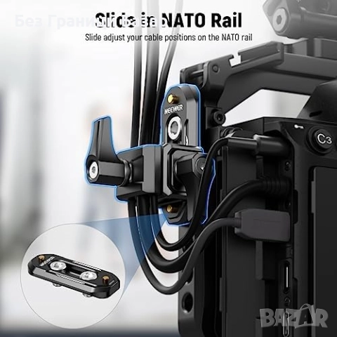 Нов HDMI Кабелен Фиксатор с NATO Скоба за SmallRig NEEWER Клетки, снимка 2 - Чанти, стативи, аксесоари - 51488822