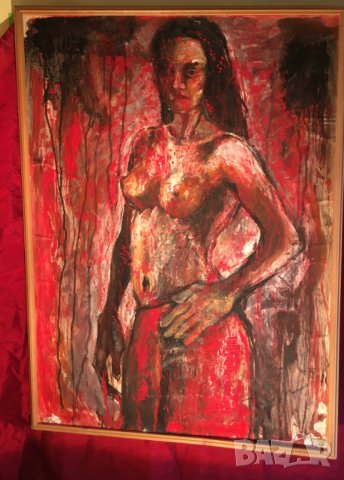 Картина Масло подписана рисувана на хартия 95х86 см.