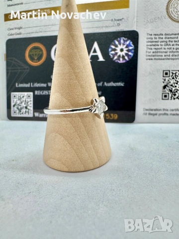 Сребърен пръстен с мойсанит (Диамант) 0.3 карата, снимка 4 - Пръстени - 53331585