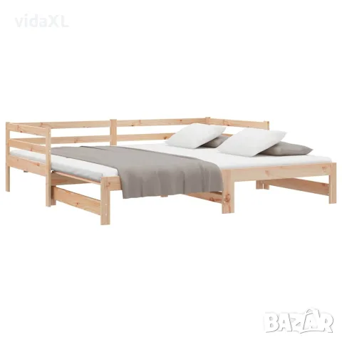 vidaXL Разтегателно дневно легло, борово дърво масив, 90x200 см, снимка 10 - Спални и легла - 56147812