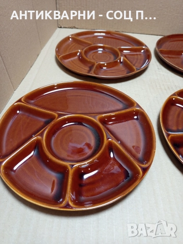 Комплект Стари Керамични Чинии За Фондю. , снимка 2 - Антикварни и старинни предмети - 52930750