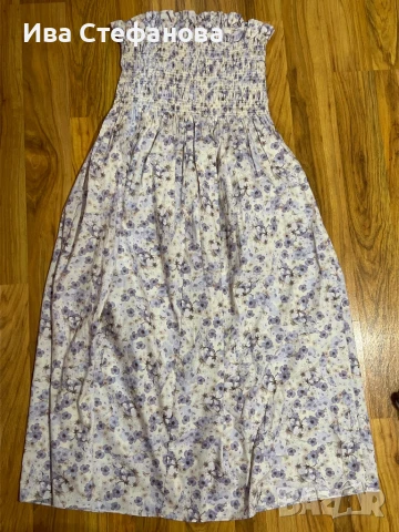 Нова елгантна ежедневна дълга рокля флорален принт лилави цветя 100 % памук памучна , снимка 3 - Рокли - 51415587