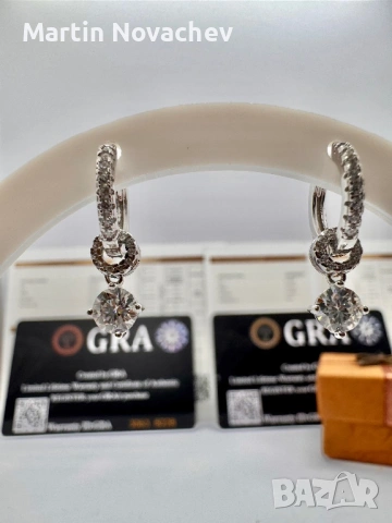 Сребърни обеци с мойсанит (Диамант) 0.5 карата, снимка 6 - Обеци - 53438296