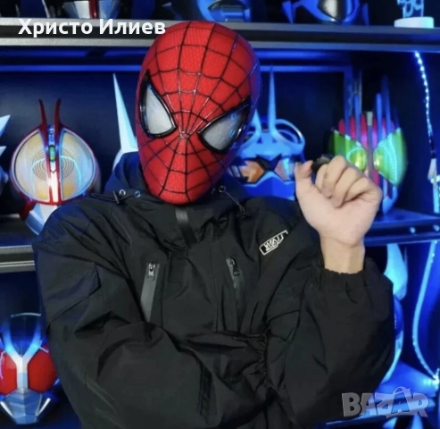 Маска Спайдърмен Марвел с мигащи магнитни светещи очи дистанционно пръстен Spiderman Marvel карнавал, снимка 9 - Други - 51852468