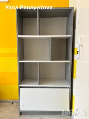 Етажерка 1 чекмедже 3 рафта цвят бетон/бяла, снимка 1