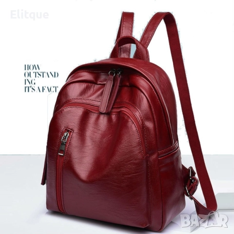 Дамска раница от висококачествена кожа с подарък малка чанта и портмоне , снимка 7 - Раници - 52744304