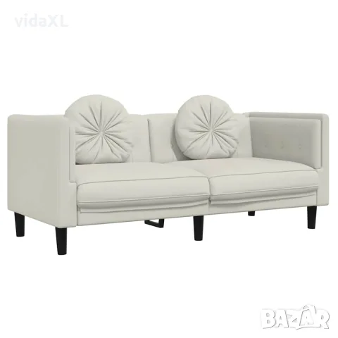 vidaXL Диван с възглавници 2-местен кремаво кадифе