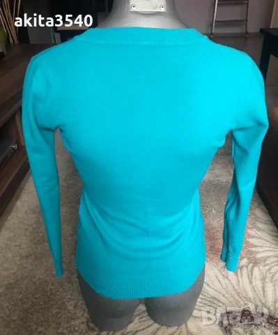 Тюркоазена блуза с дълъг ръкав, снимка 7 - Блузи с дълъг ръкав и пуловери - 35800331