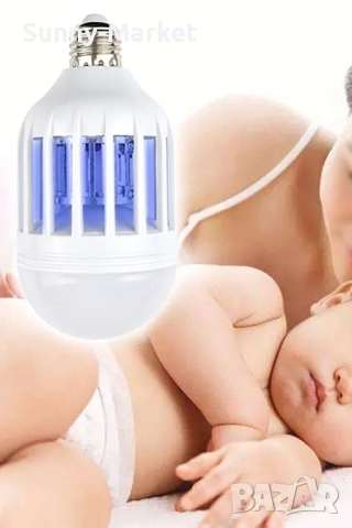 Синя LED лампа против мухи и комари, решение за лов на мухи с електрическа крушка, снимка 3 - Лед осветление - 53542159