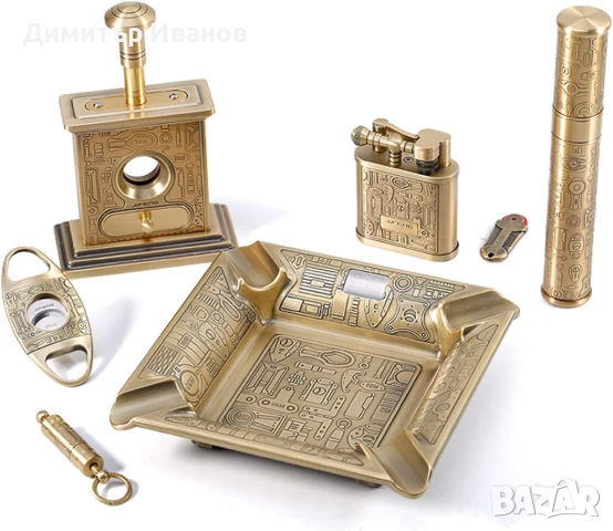 Подаръчен комплект от пепелник,запалка,ножица,гилотина,туба,пънчър  за пури, снимка 4 - Други - 51015612