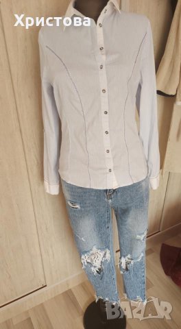 Спортно-елегантна риза в синьо и бяло - 12,00лв., снимка 2 - Ризи - 29277176