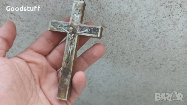 Седефен кръст, посребрен, маслинено дърво , снимка 10 - Антикварни и старинни предмети - 51773035