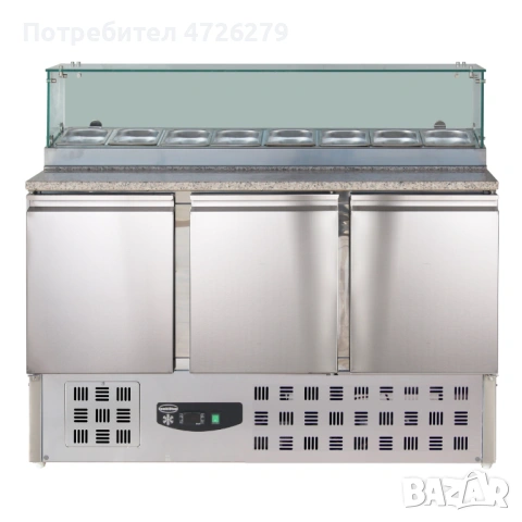 Хладилна маса за пица с витрина, 3 врати, 1368 мм, снимка 2 - Обзавеждане на кухня - 53603363