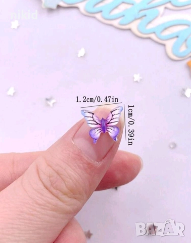 пеперуда пеперуди акрил фигурка бижу за нокти декорация украса за маникюр и др крафт, снимка 3 - Други - 51469431