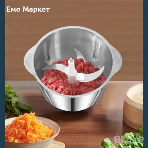Висококачествен електрически чопър за смилане на месо,ядки и зеленчуци с обем 3 литра, снимка 11 - Чопъри и пасатори - 49277047
