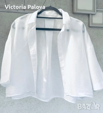 Ленена блуза/риза кроп камбанка