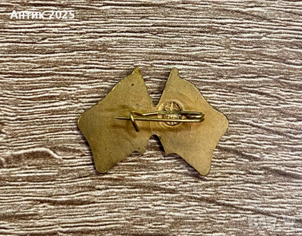 Винтидж значка „Приятелство между СССР и Великобритания“ – месинг, 3 г, снимка 2 - Колекции - 53644426