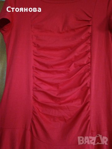Червена памучна рокля , снимка 4 - Рокли - 41690325