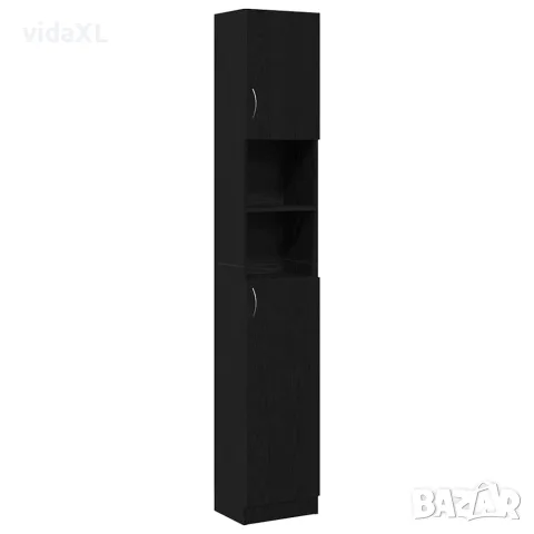 vidaXL Шкаф за баня, черно и дъб, 32x25,5x190 см, инженерно дърво, снимка 1 - Шкафове - 56148374