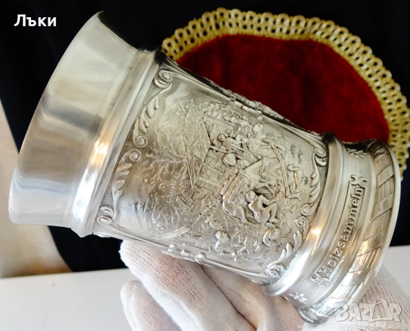 Калаена халба,чаша с Гроздобер,Дърводобив,Стригане на овце. , снимка 9 - Антикварни и старинни предмети - 52216078