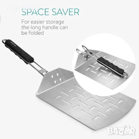 Лопата за пица Navaris, сгъваема неръждаема стомана – 46 x 18 см – сгъваема лопата с изключително го, снимка 6 - Барбекюта - 48925557