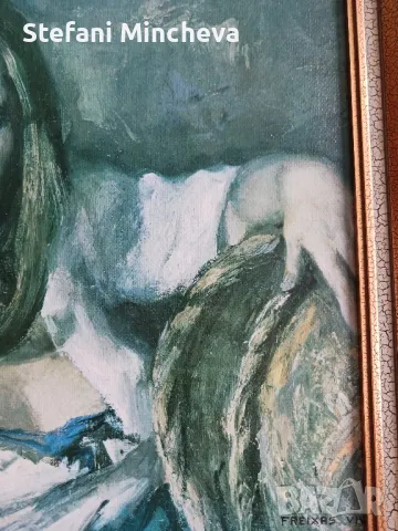 Уникална картина на Freixas Vivo на платно със уникална рамка 52/46см, снимка 4 - Антикварни и старинни предмети - 50217158