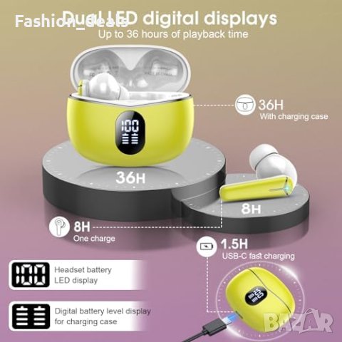 Слушалки с Дълбок Бас и USB-C Зареждане LED Дисплей Подарък, снимка 3 - Bluetooth слушалки - 42689590