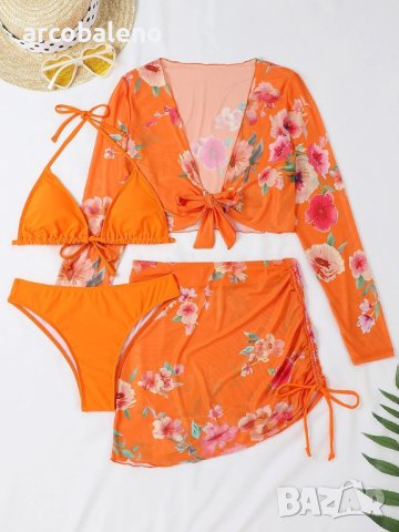 Дамски моден бански костюм от три части с флорален принт, 3цвята, снимка 13 - Бански костюми - 40740239