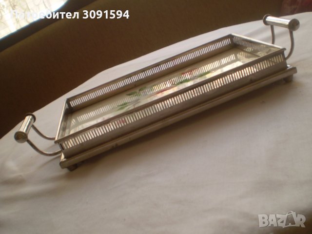 Винтидж стара   поднос  от порцелан метал , снимка 4 - Аксесоари за кухня - 38736798