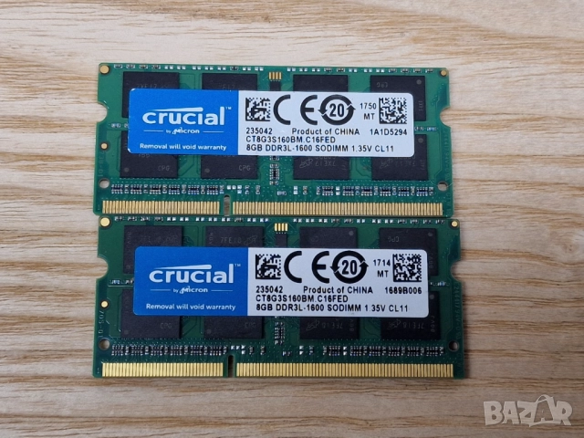 ✅8GB DDR3L 1600Mhz Crucial Ram Рам Памет за лаптоп с гаранция!
