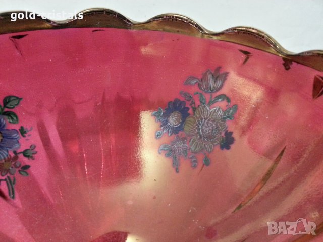 Стъклена купа фруктиера цветно стъкло, снимка 4 - Антикварни и старинни предмети - 35984923