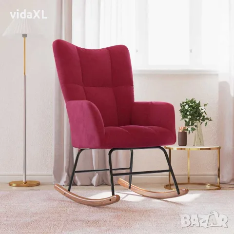 vidaXL Люлеещ стол, виненочервен, кадифе, снимка 3 - Столове - 56146855