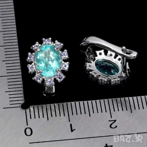 925 сребърни обеци с топаз, опал, гранат, апатит, подходящи за подарък, снимка 12 - Обеци - 51755722