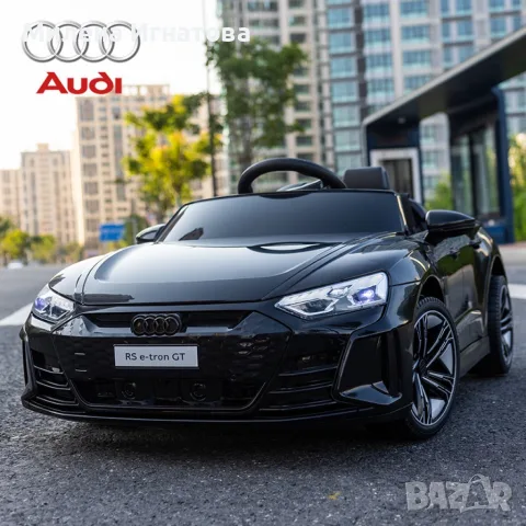 Акумулаторен джип Audi RS E-Tron GT 4X4 Licensed с меки гуми и кожена седалка 12V, снимка 2 - Детски велосипеди, триколки и коли - 55955860