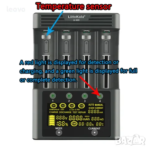 Професионално интелигентно зарядно - LiitoKala Lii-600.  Българско упътване , снимка 8 - Друга електроника - 49548345