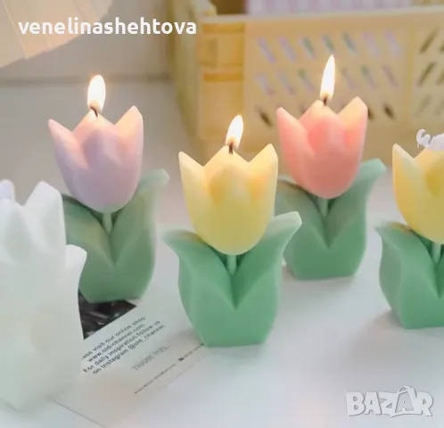 3D Дълбоко лале Силиконов молд форма за свещи гипс сапун , снимка 2 - Форми - 48428956