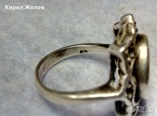 СТАР АЖУРЕН РетроАРТ СРЕБЪРЕН ПРЪСТЕН СРЕБРО 925 с ГНЕЗДА За ИНКРУСТИРАНЕ на СКЪПОЦЕННИ КАМЪНИ 41693, снимка 12 - Пръстени - 50023452