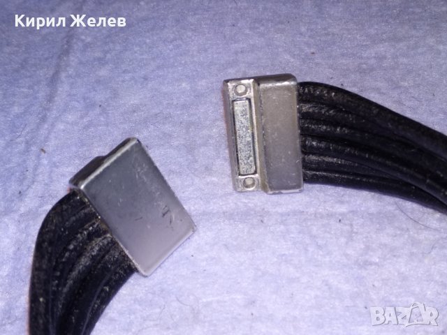 СТАРА ХЕНД - МЕЙД ГРИВНА с ЕСТЕСТВЕНА КОЖА ЕМАЙЛ-ЛАК ФАСЕТИРАН КРИСТАЛ и МАГНИТНА ЗАКОПЧАЛКА 37553, снимка 7 - Гривни - 41269010