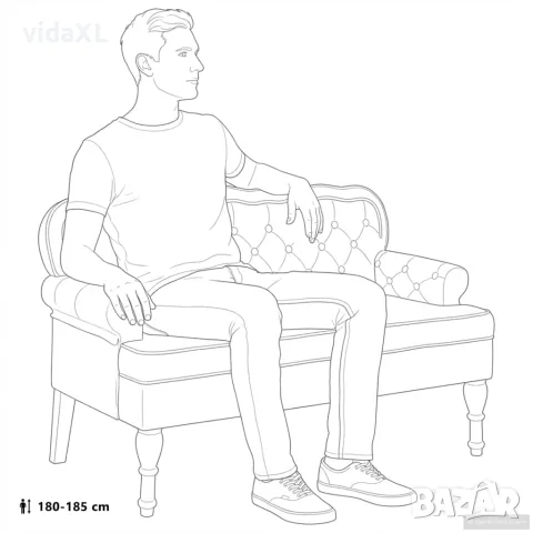 vidaXL Пейка с облегалка, кремава, 119,5x64,5x75 см, кадифе, снимка 9 - Дивани и мека мебел - 56147397