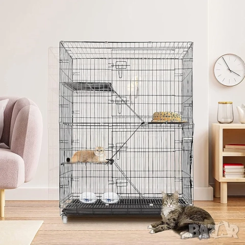 90х55х125см Голяма котешка клетка/ къща с 4 нива, стълбички и колела, снимка 6 - За котки - 52042776