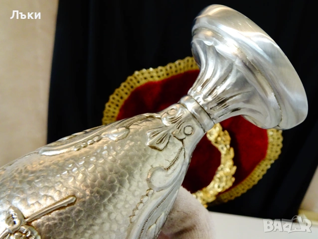 Калаен бокал,чаша за вино,роза,орнаменти Art Deco. , снимка 9 - Антикварни и старинни предмети - 53650285