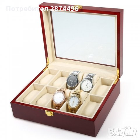 2171 Кутията за 10 бр.часовници изработена от дърво и прозрачен капак , снимка 3 - Подаръци за мъже - 35786742