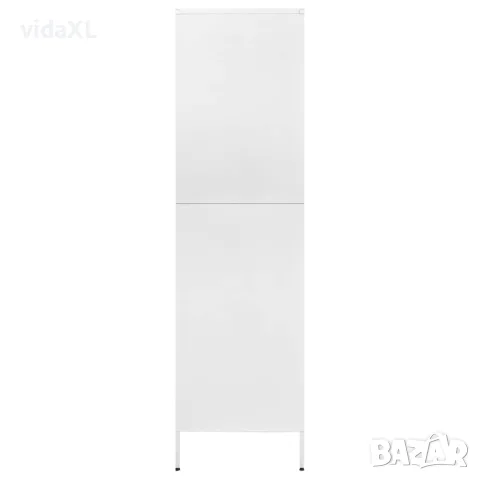 vidaXL Гардероб, бял, 90x50x180 см, стомана, снимка 4 - Гардероби - 56147066