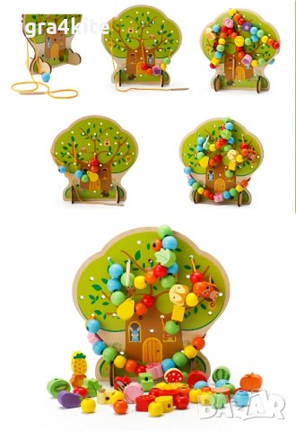 ТОП АРТИКУЛ! Дърво за нанизване с елементи и връзки, снимка 5 - Образователни игри - 41084044