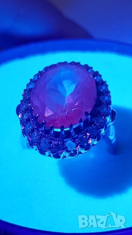 Златен пръстен с аквамарин и брилянти, снимка 5 - Пръстени - 52890239