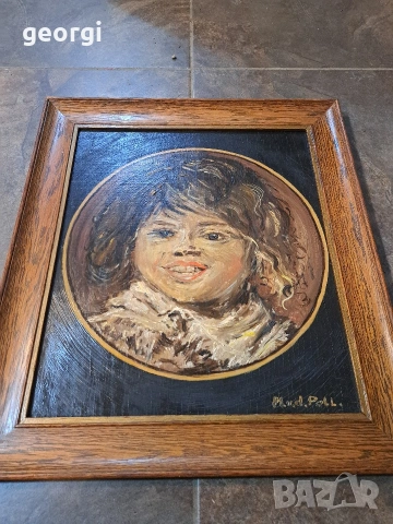 авторска картина "Усмихнато момче" маслени бои върху дървена основа , снимка 3 - Картини - 53035820