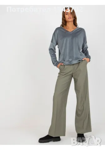 Плюшена дамска блуза в сив цвят 8441.07P