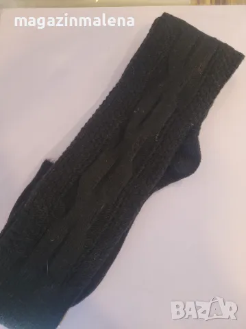 Италиански черни женски 7-8 ми 95% вълнени чорапи над коляно седем осми чорапи от вълна над колената, снимка 4 - Дамски чорапи - 19007376